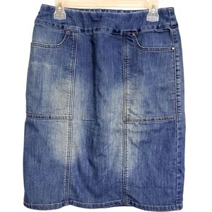 🌹𝗖𝗛𝗥𝗜𝗦𝗧𝗢𝗣𝗛𝗘𝗥 & 𝗕𝗔𝗡𝗞𝗦 ELASTIC WAIST BAND 𝗗𝗘𝗡𝗜𝗠 𝗦𝗞𝗜𝗥𝗧